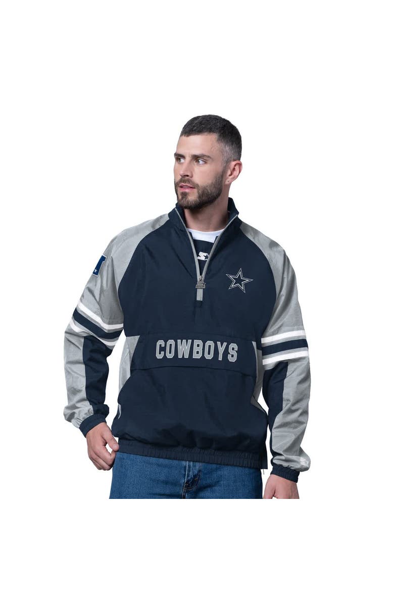 STARTER Men's Starter Navy Dallas Cowboys Prospect Half-Zip Pullover, Main, color, Navy