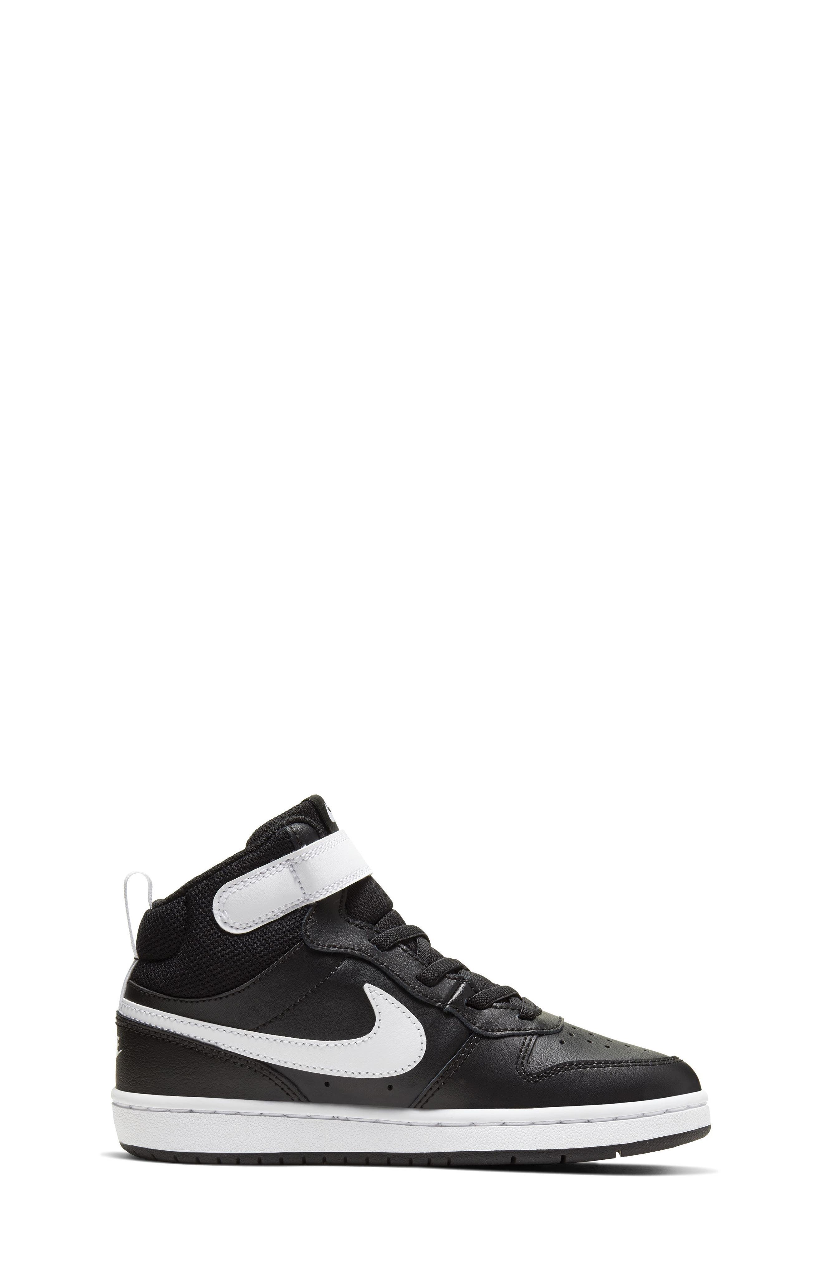 Nike Kids' Court Borough Mid 2 Basketball Shoe, Alternate, color, Black/ White
