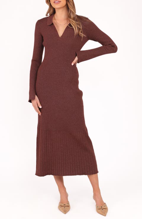 Makenna Long Sleeve Rib Maxi Sweater Dress
