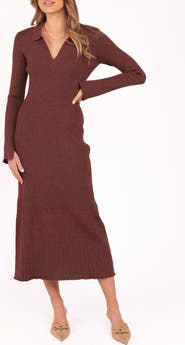 Petal & Pup Makenna Long Sleeve Rib Maxi Sweater Dress