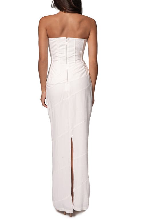 Shop Jluxlabel Journey Strapless Cotton & Linen Maxi Dress In Ivory