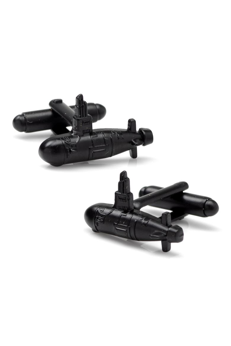 3D US Submarine Black Cuff Links, Alternate, color, BLACK