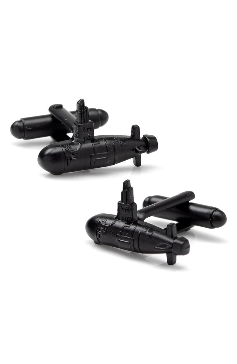 Cufflinks, Inc. 3D US Submarine Black Cuff Links, Alternate, color, Black