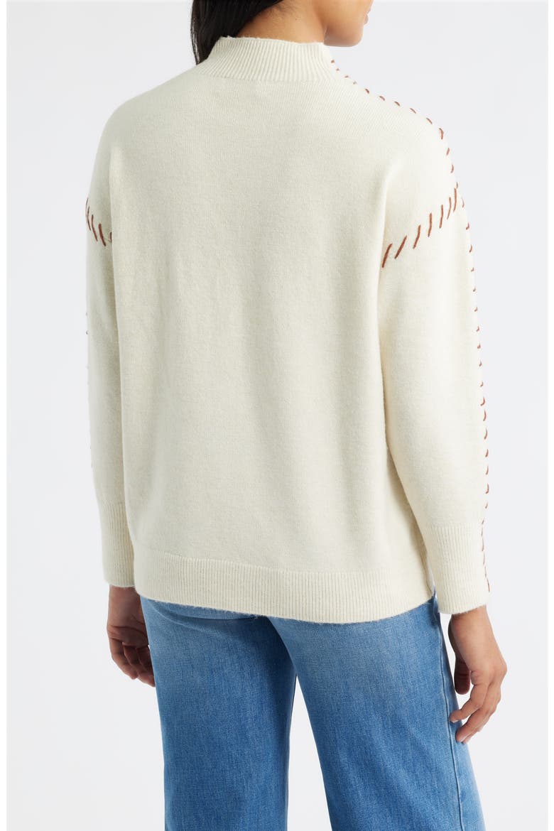 Lutetia Relaxed Whipstich Sweater, Alternate, color, BONE WHITE