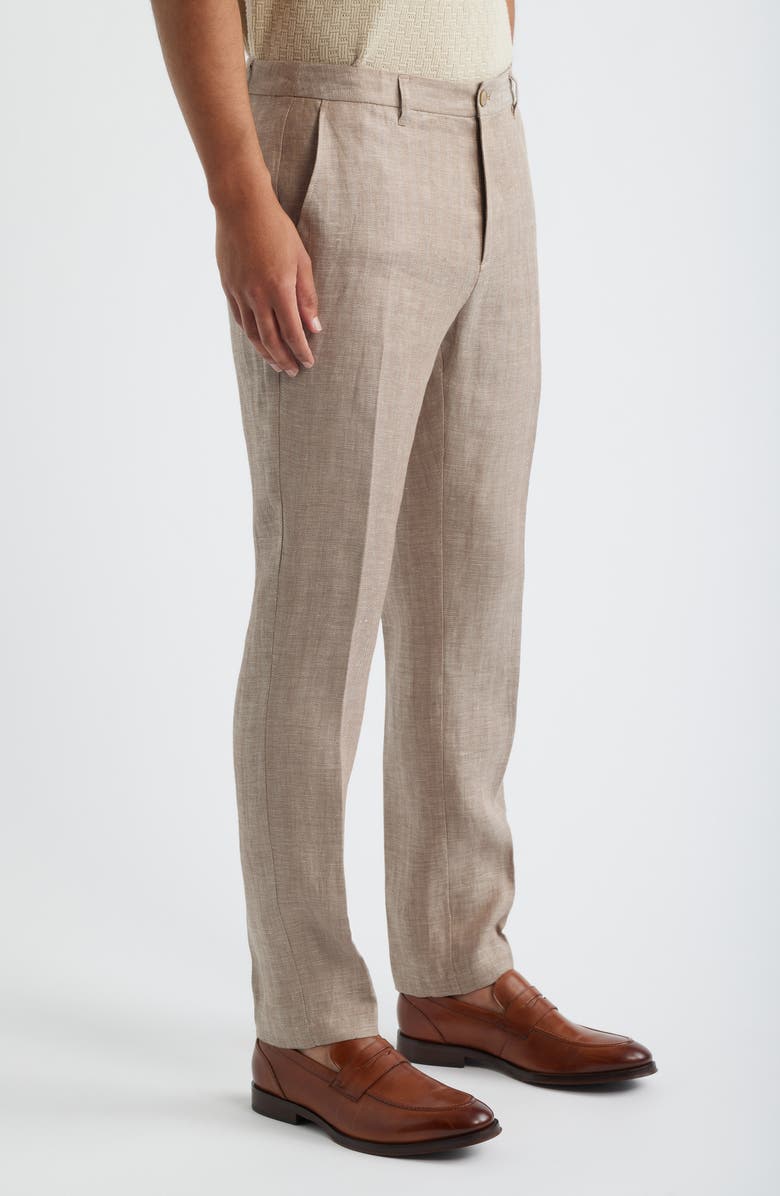 Bugatchi Linen Herringbone Chinos, Alternate, color, Tobacco