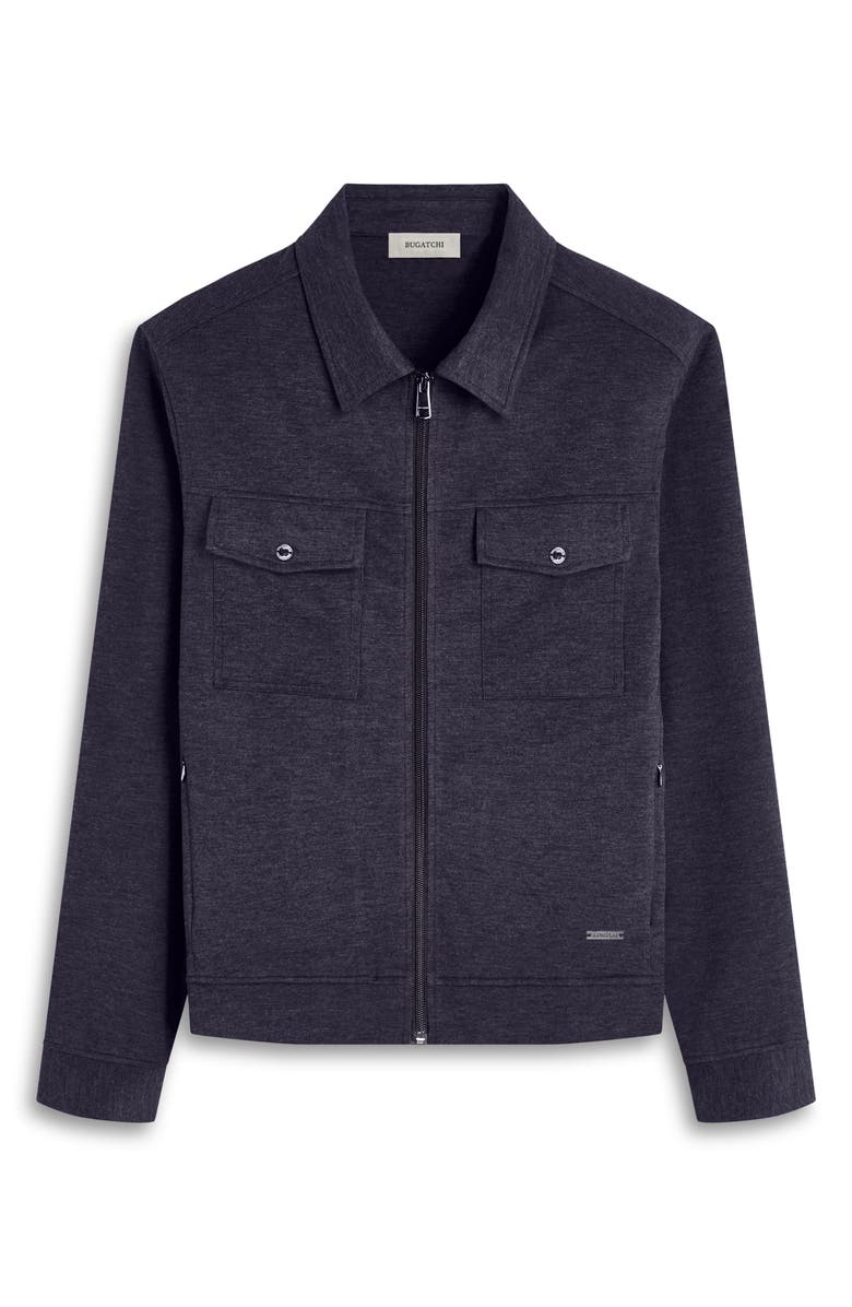 Bugatchi Soft Touch Zip Knit Shirt Jacket, Alternate, color, Black