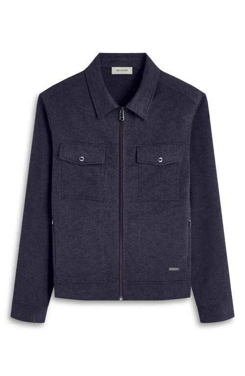 Bugatchi Soft Touch Zip Knit Shirt Jacket In Black