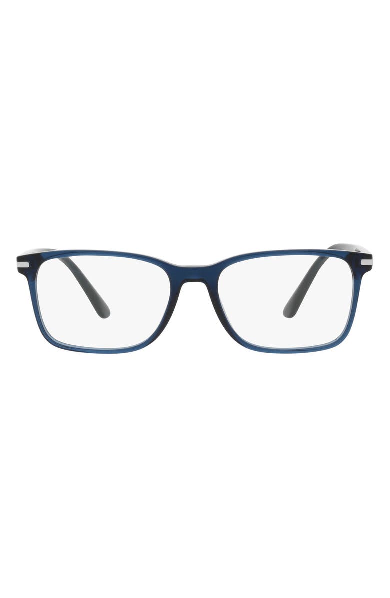 Prada 56mm Rectangular Optical Glasses, Main, color, Crystal