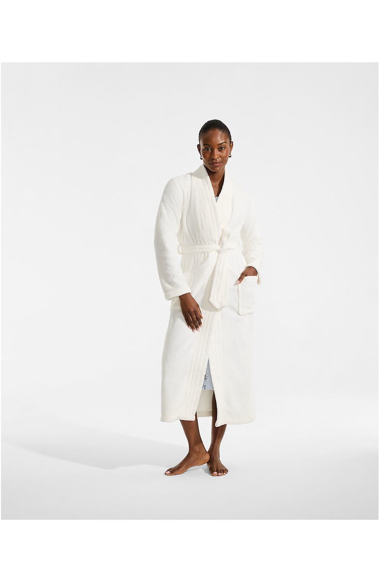 Lands' End Cozy Plush Long Wrap Robe, Alternate, color, Ivory