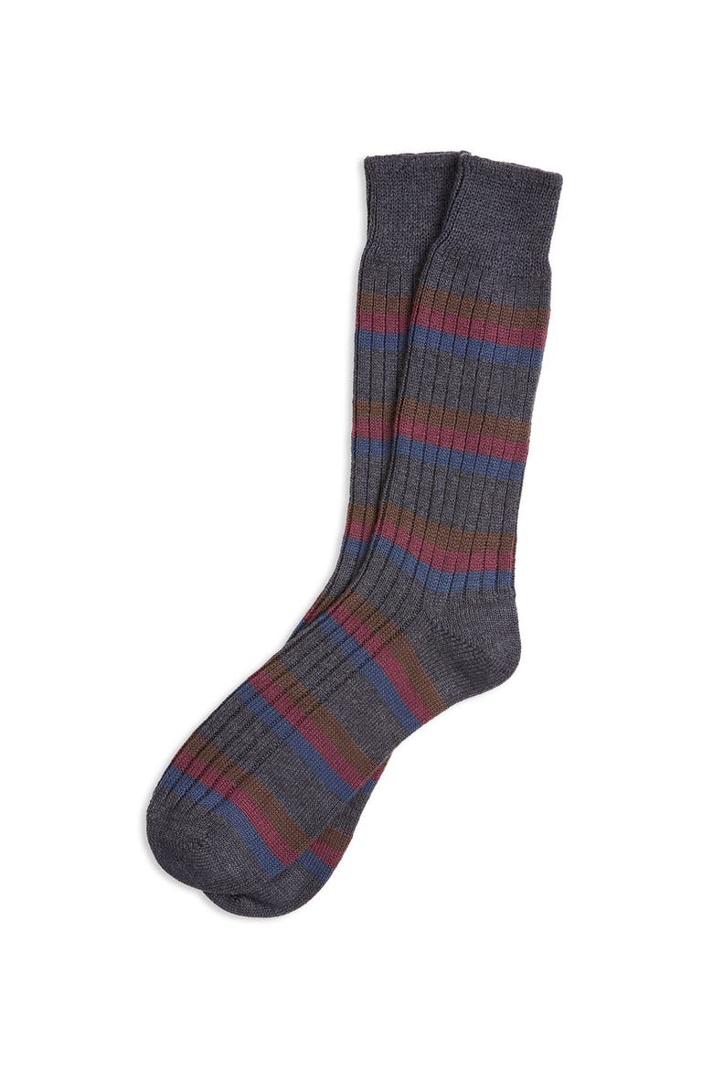 Cotton Stripe Sock, Main, color, NAVY