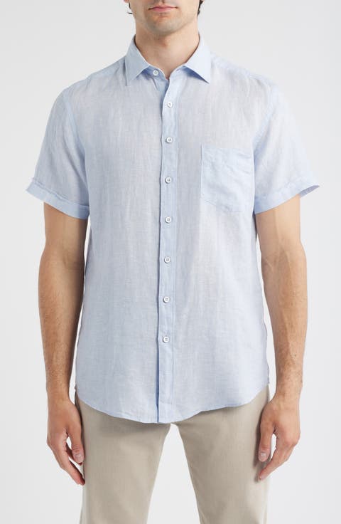 Palm Beach Sports Fit Short Sleeve Linen Button-Up Shirt