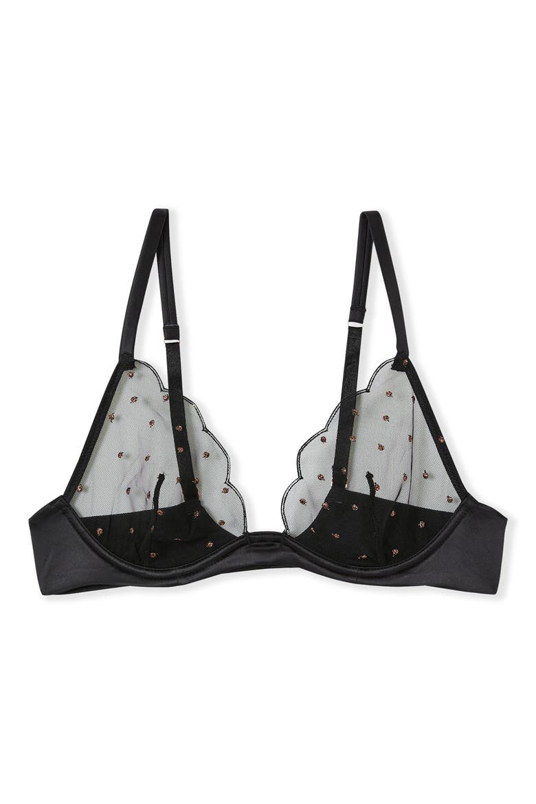 Divine Classique N°7 Rhinestone Mesh Underwire Bra, Alternate, color, BLACK