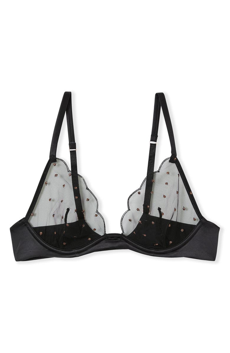 Etam Divine Classique N°7 Rhinestone Mesh Underwire Bra, Alternate, color, Black