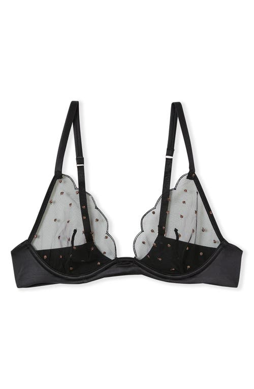 Etam Divine Classique N°7 Rhinestone Mesh Underwire Bra In Black