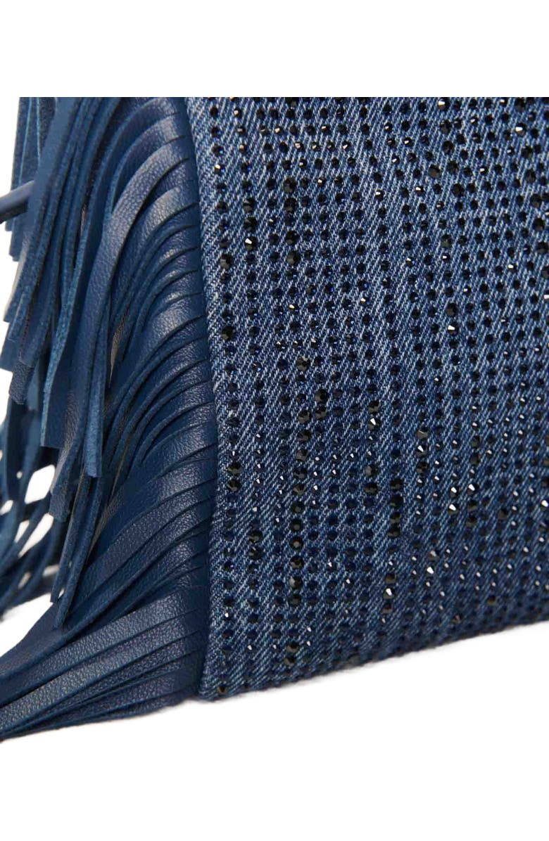 maje Rhinestone denim M Mini bag, Alternate, color,
