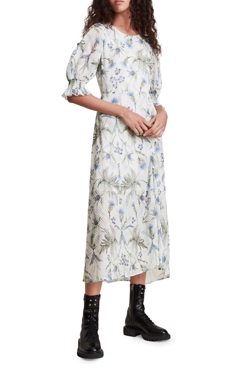 AllSaints Yana Harris Puff Sleeve Dress, Alternate, color, 