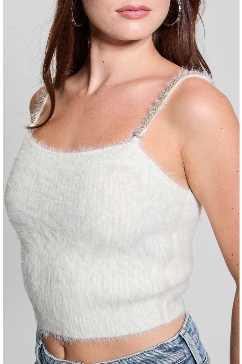 Keyla Rhinestone Strap Sweater Tank, Alternate, color, WHITE