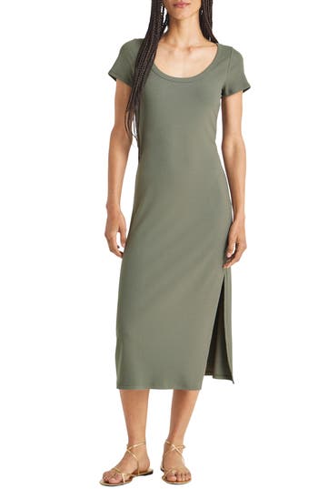 Splendid Iva Rib Midi Dress In Soft Vob