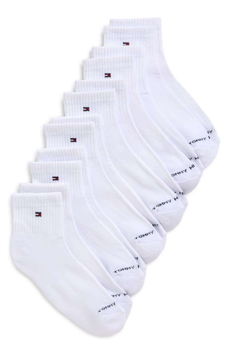 Tommy Hilfiger 6-Pack Athletic Quarter Length Socks, Main, color, White