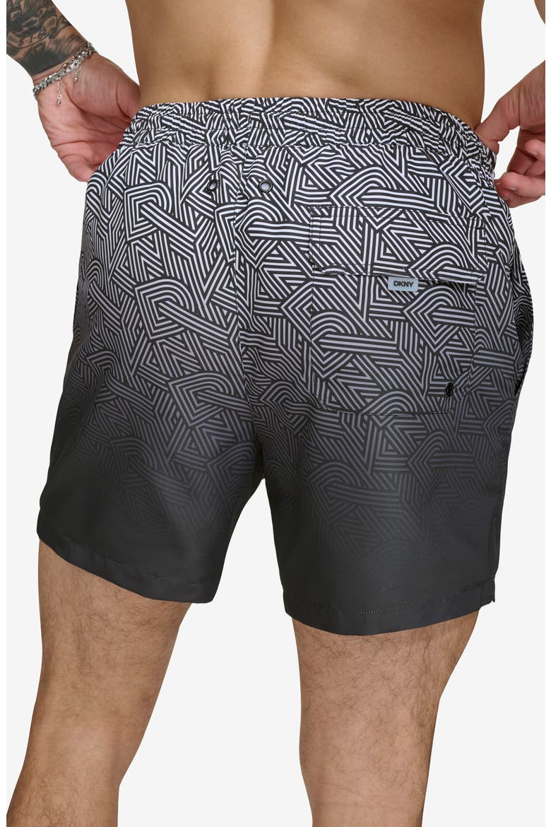 Ombré Crosswalk Swim Trunks, Alternate, color, BLACK