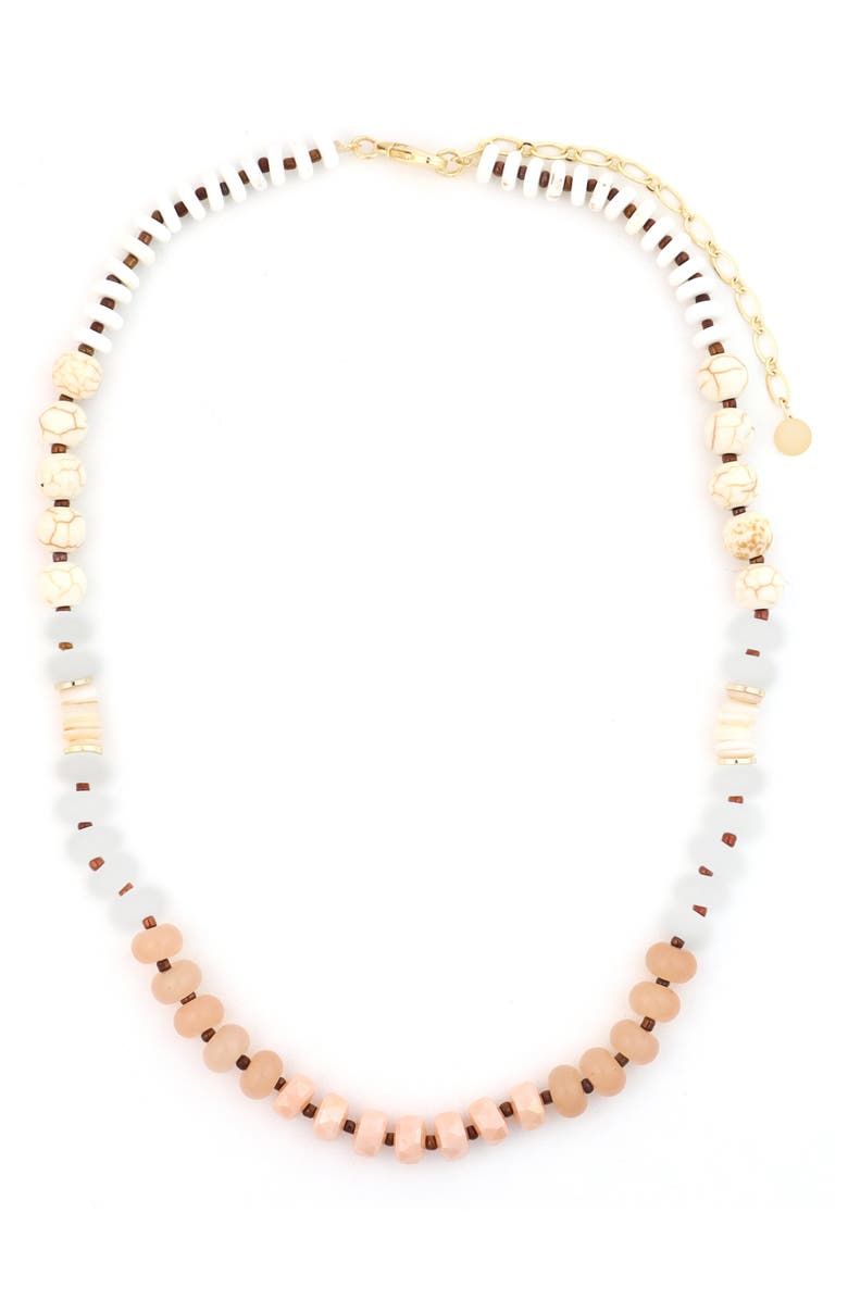 Panacea Peach Stone Beaded Necklace, Main, color, Peach