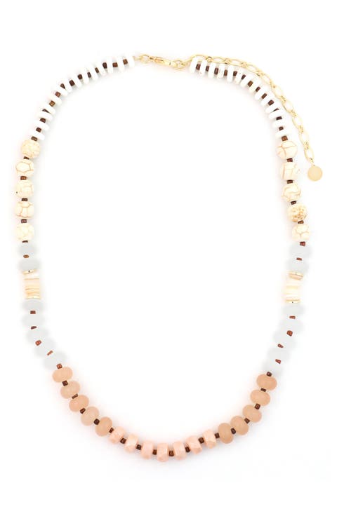 Peach Stone Beaded Necklace