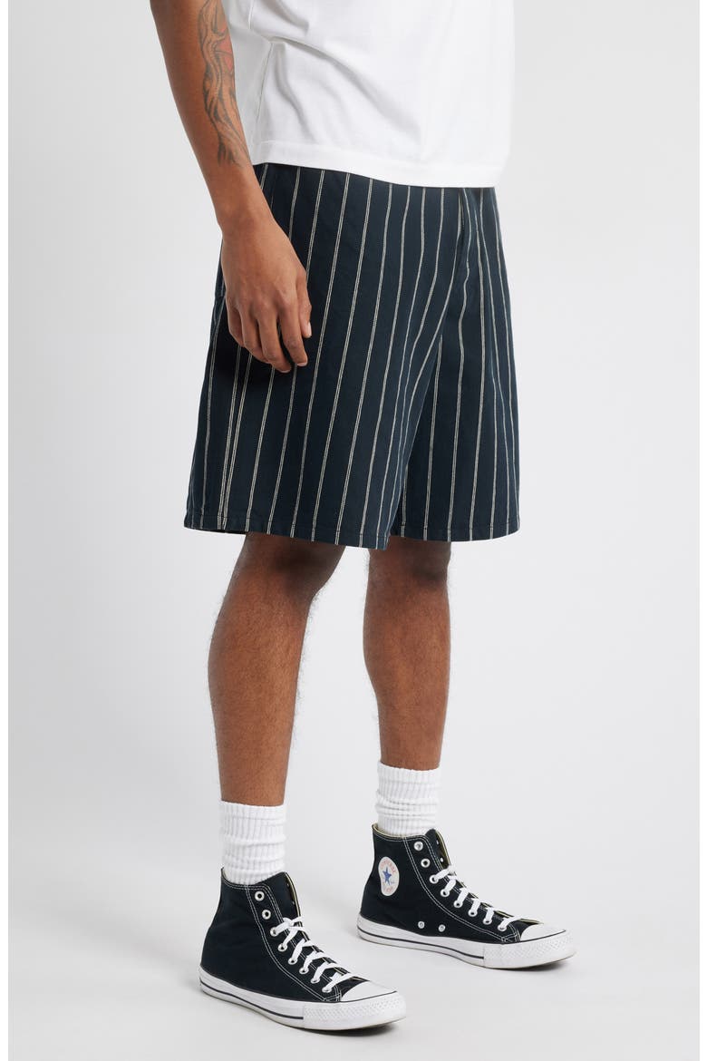 Stripe Baggy Denim Shorts, Alternate, color, BLACK MULTI