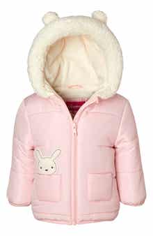 3D Faux Shearling Lined Bunny Applique Jacket