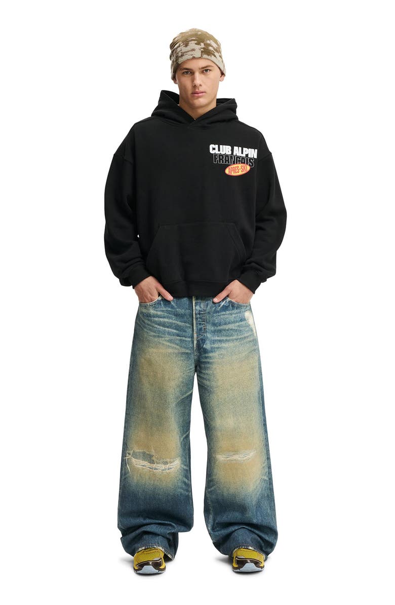 Cotton On Box Fit Graphic Hoodie, Alternate, color, Black Club Alpin