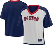 FANATICS Women's Fanatics Navy/Graphite Boston Red Sox Oversized Race To Win V-Neck T-Shirt