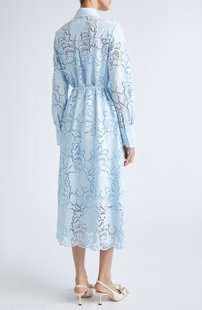 Erdem Long Sleeve Floral Cutwork Lace Shirtdress, Alternate, color, Dream Blue