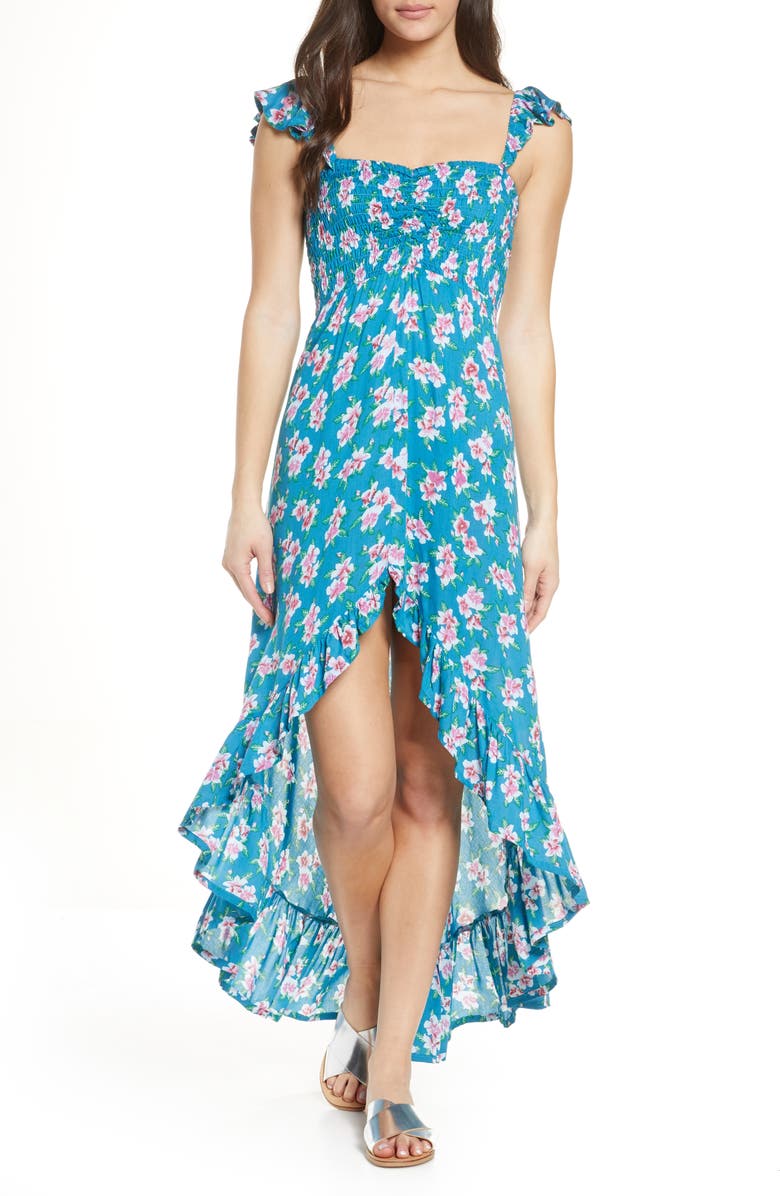 Tiare Hawaii Smocked Bodice Cover-Up Maxi Dress, Main, color, 