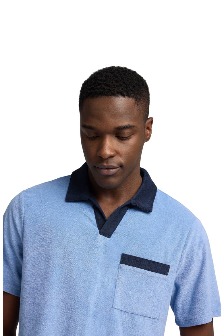 Towel Terry Pocket Johnny Collar Polo, Alternate, color, Riviera/Navy