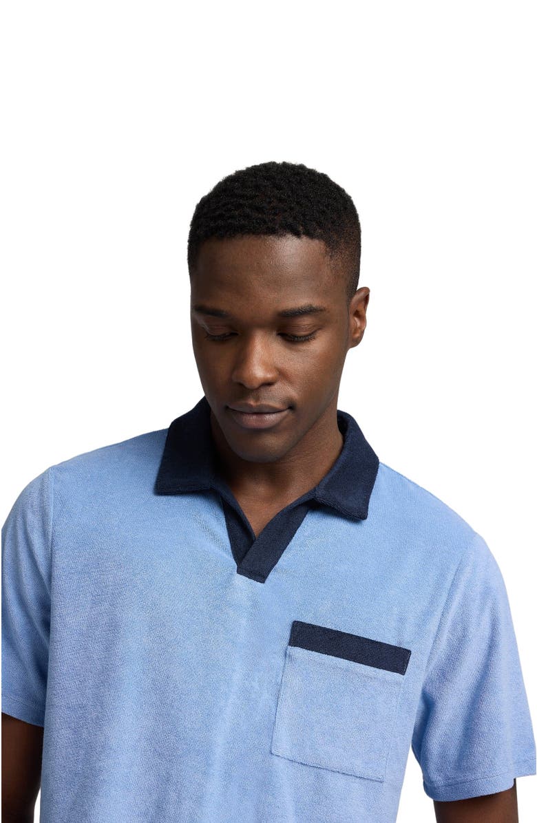 Onia Towel Terry Pocket Johnny Collar Polo, Alternate, color, Riviera/Navy