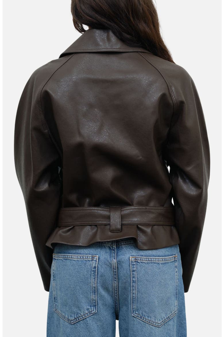 Faux Leather Trench Jacket, Alternate, color, DARK BROWN