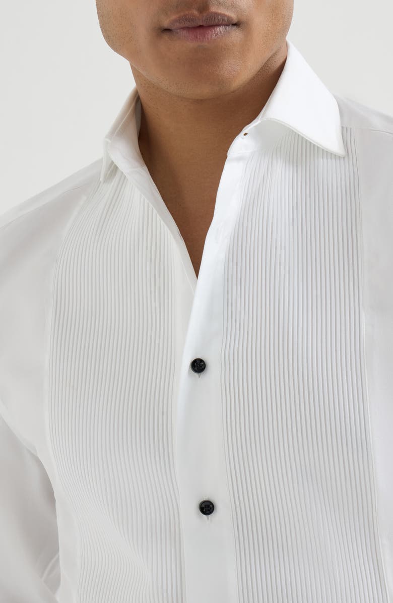 Brunello Cucinelli Tuxedo shirt with pleating, Alternate, color, White