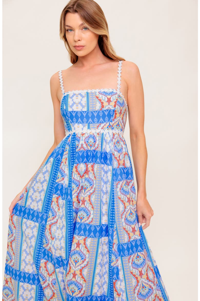 Cotton Print Maxi Dress, Alternate, color, BLUE