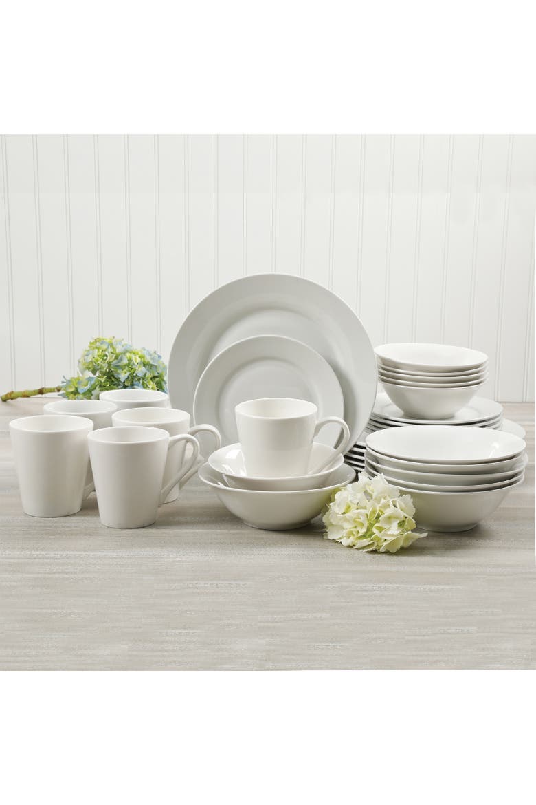 Noble Court 30 Piece Ceramic Dinnerware Set, Alternate, color, White