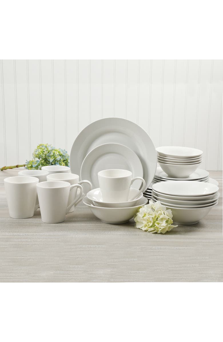 Gibson Home Noble Court 30 Piece Ceramic Dinnerware Set, Alternate, color, White