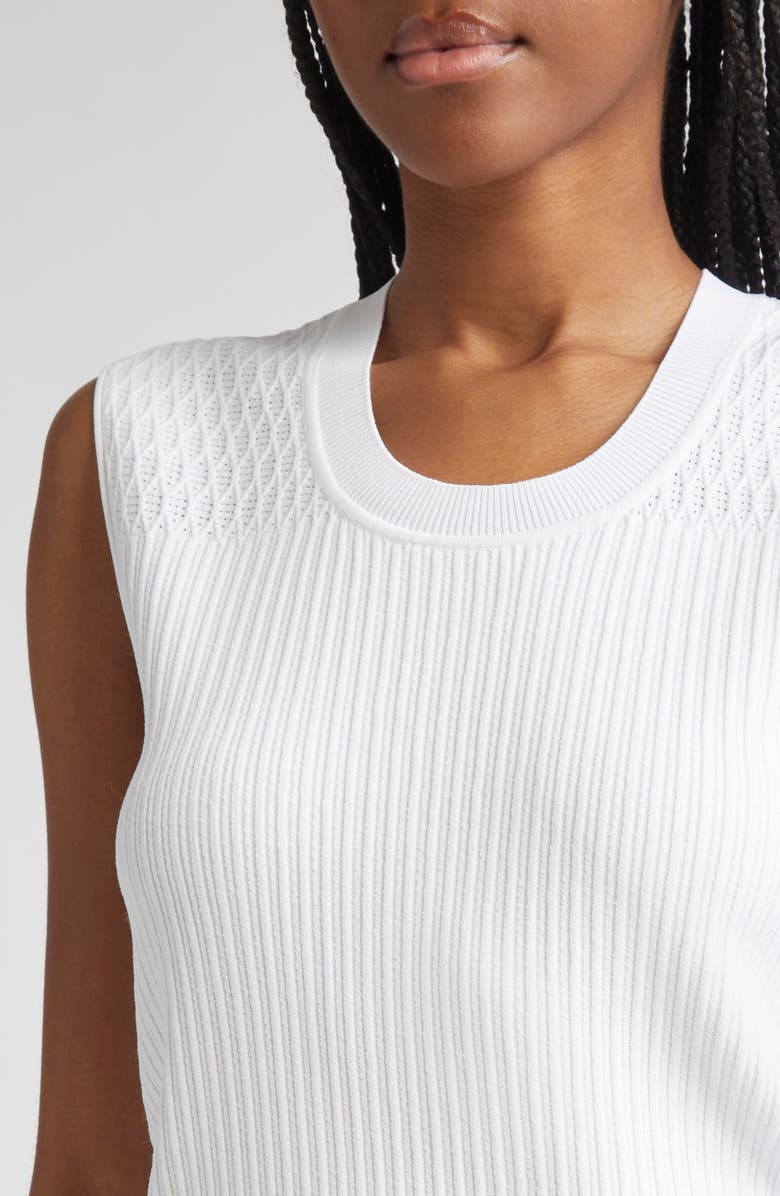 ST. JOHN Mixed Stitch Fine Gauge Sleeveless Sweater, Alternate, color, Ivory