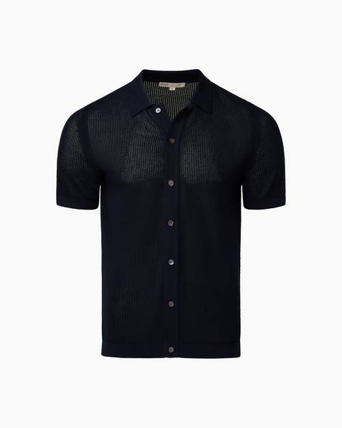 Shop Onia Crochet Knit Button Up Shirt In Deep Navy