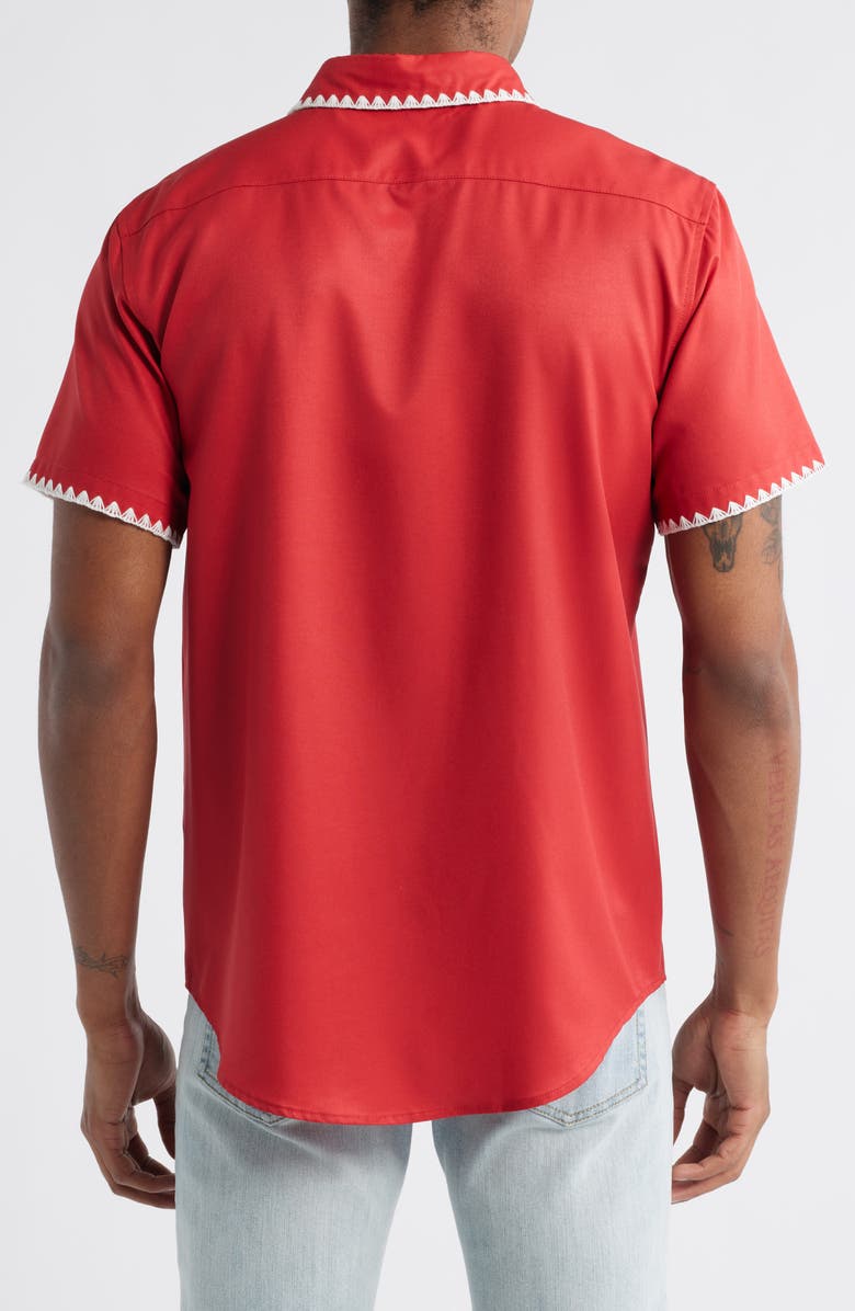 MAVRANS Weekend Crochet Trim Short Sleeve Performance Button-Up Shirt, Alternate, color, Red