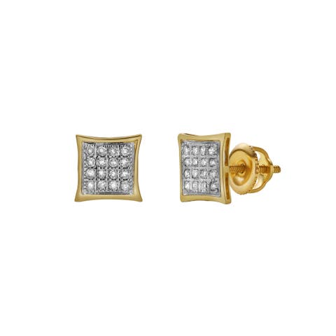 Desperto 10K Yellow Gold Diamond Unisex Earrings - 0.07 Cts