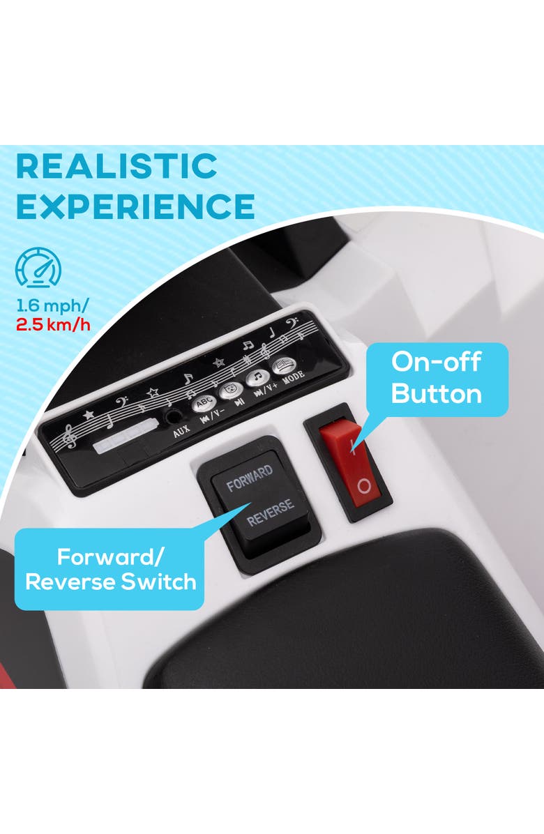 Aosom 6V Kids ATV Quad with Forward/Backward, Wear-Resistant Wheels, Alternate, color, White