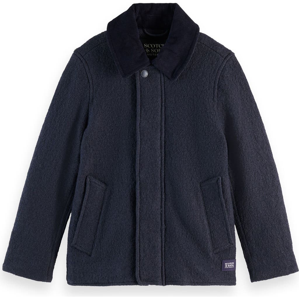 Scotch & Soda Kids' Wool Blend Coat In Blue