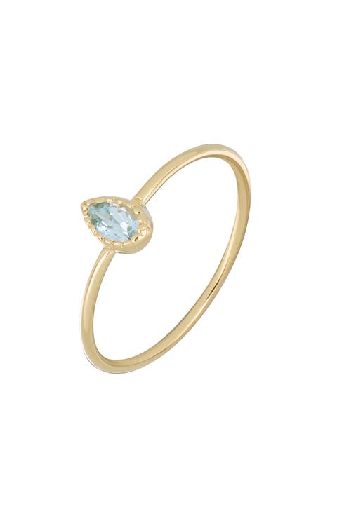 14K Yellow Gold Semiprecious Stone Stackable Ring