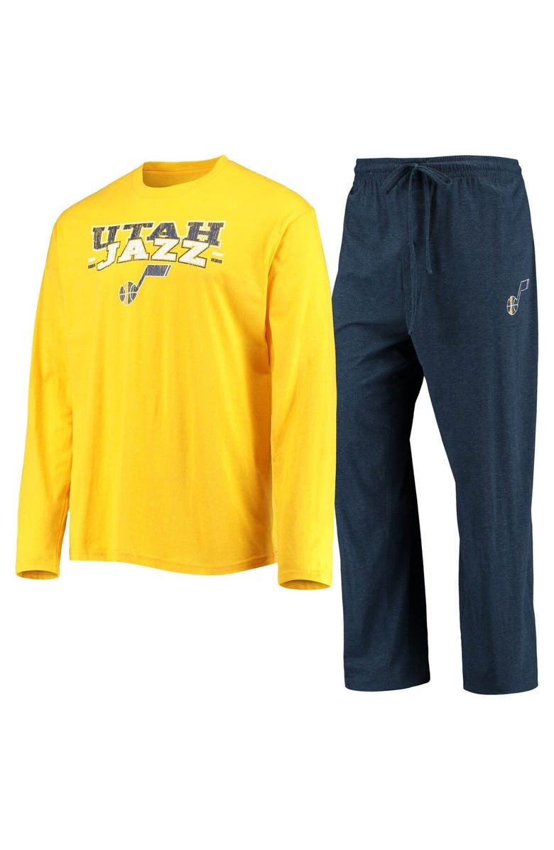 CONCEPTS SPORT Men's Concepts Sport Navy/Gold Utah Jazz Long Sleeve T-Shirt & Pants Sleep Set, Alternate, color, Gold