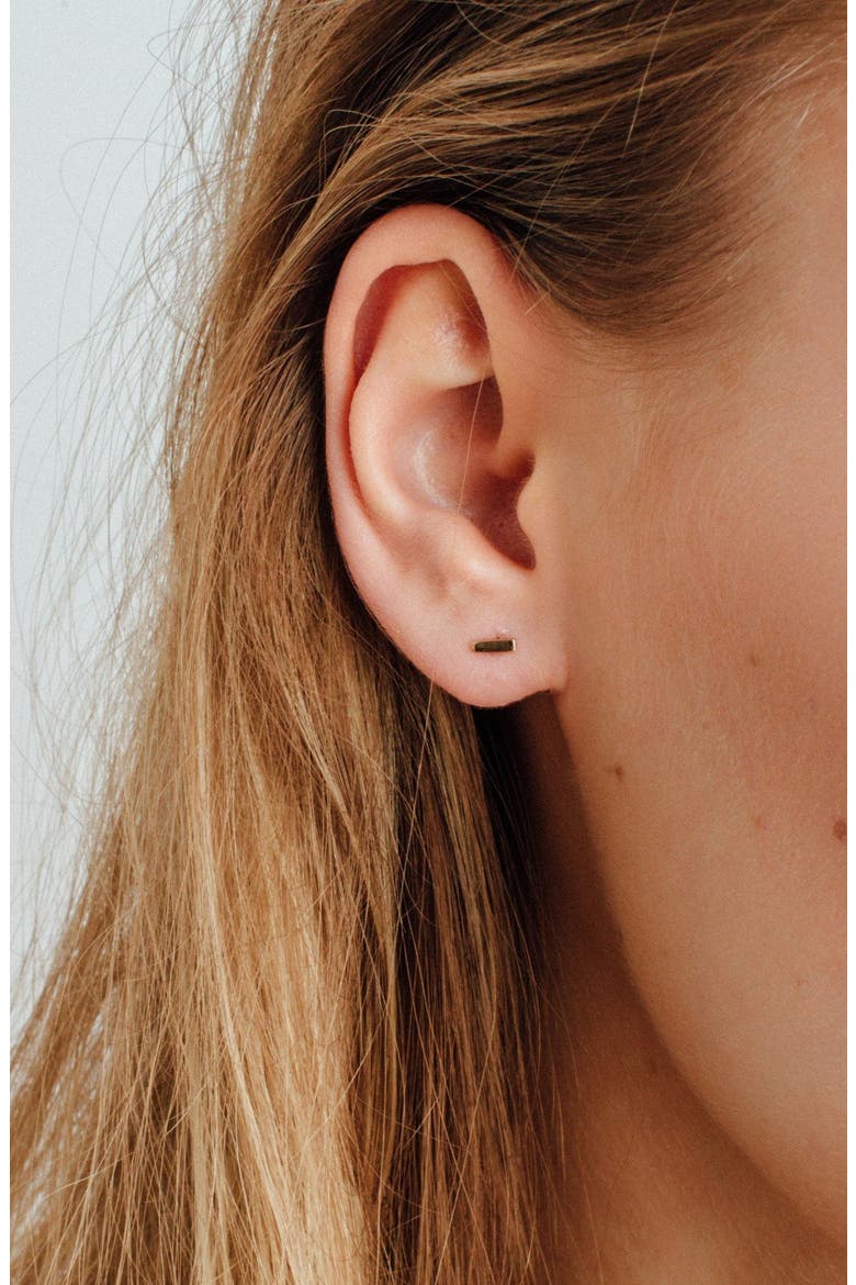 Mini Gold Bar Earring, Alternate, color, Yellow Gold Vermeil