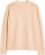 CITY BLUES Embroidered Sleeve Mock Neck Sweater