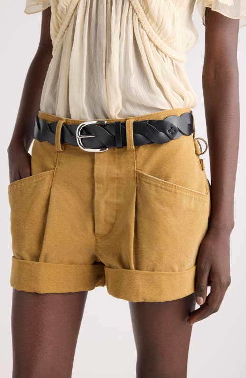 Isabel Marant Zigza Woven Leather Belt In Black/silver Bksi
